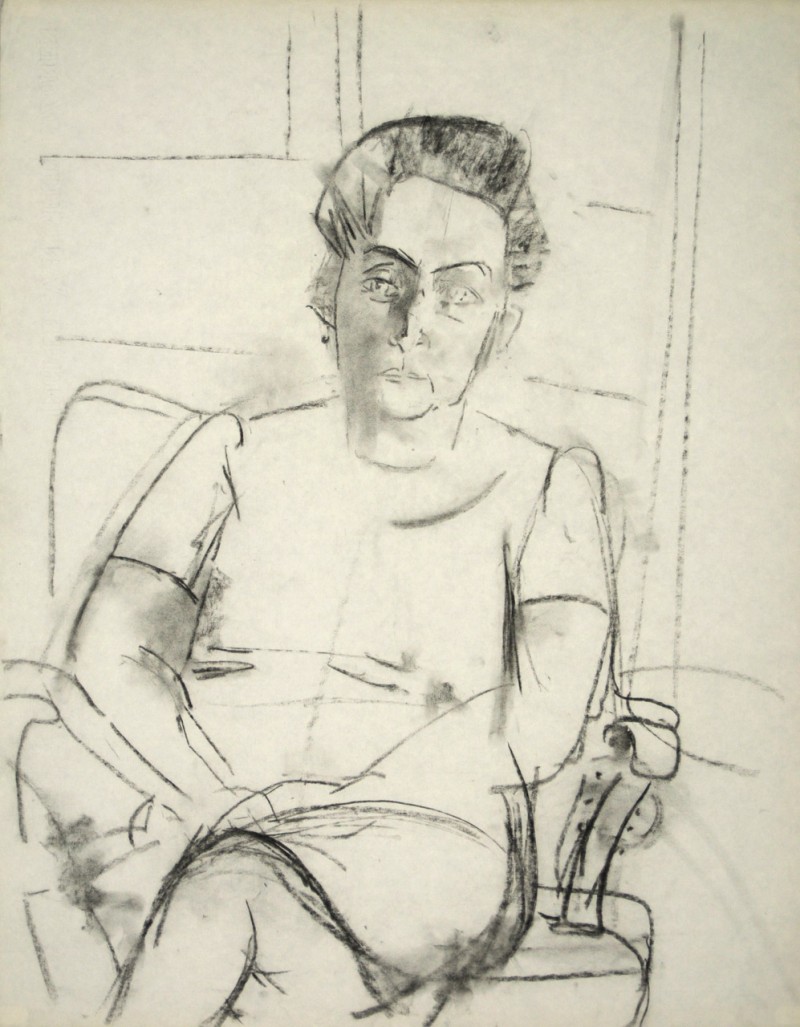Skizze, Porträt einer sitzenden Frau
