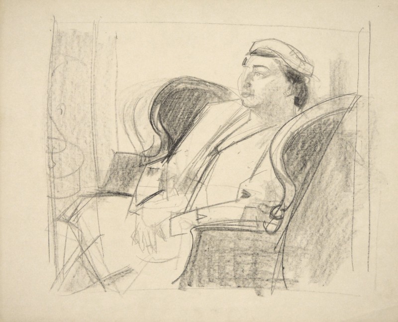 Skizze, Frau sitzend in Bergère