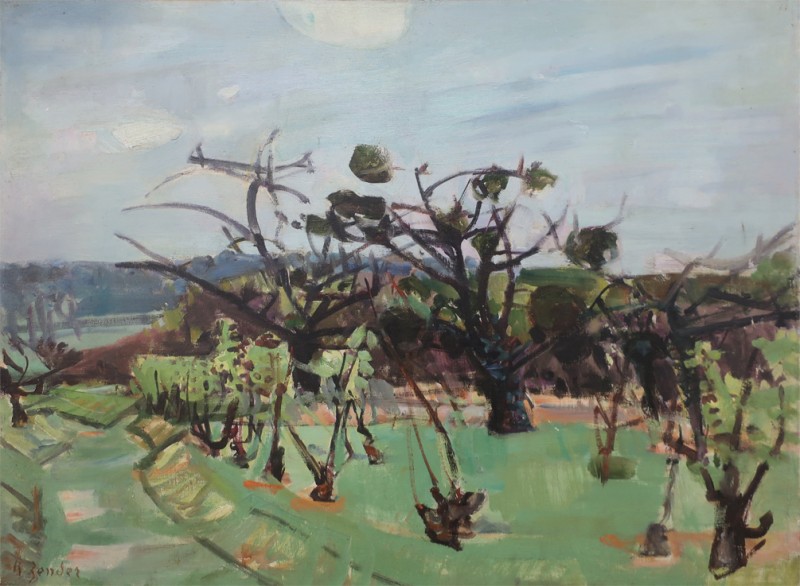 Landschaft mit Bäumen. Öl auf Leinwand, links unten signiert: R. Zender. 60 x 80