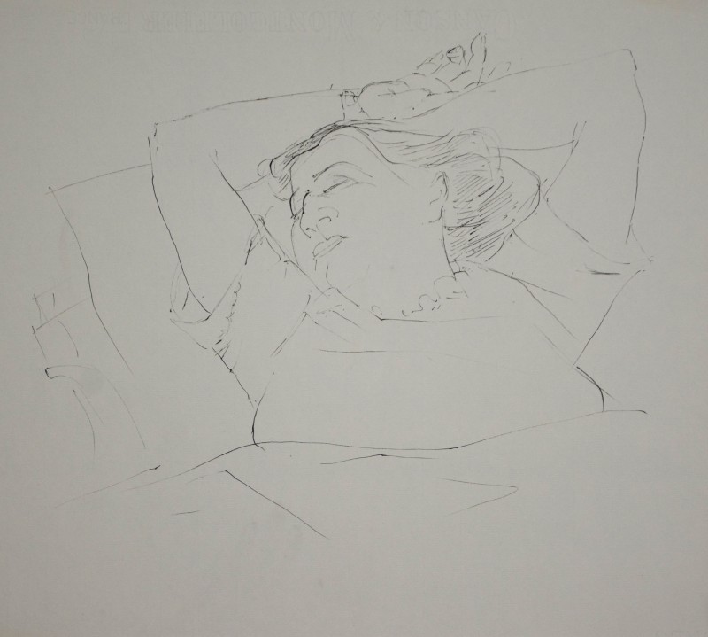 Halbporträt einer schlafenden Frau