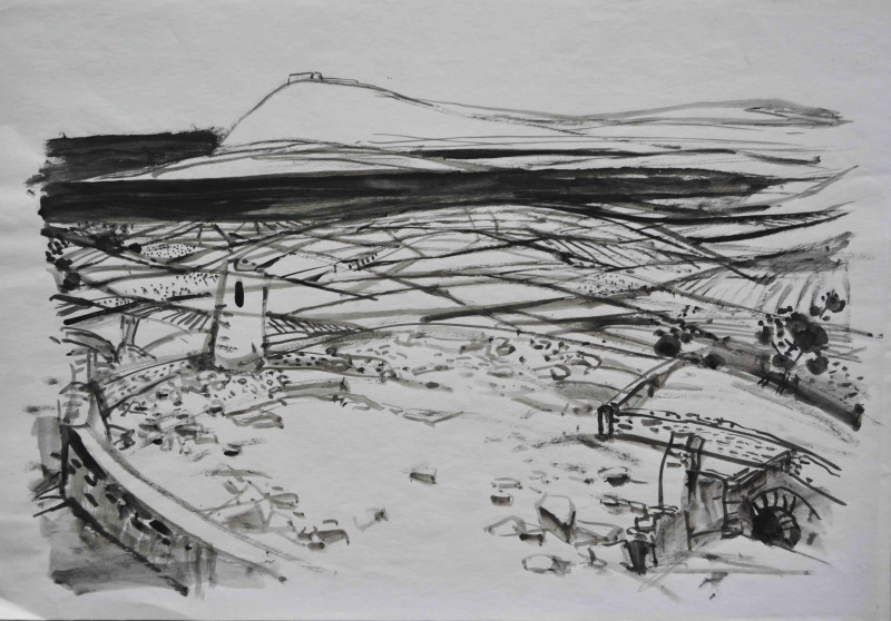 Landschaft mit Ruine im Vordergrund