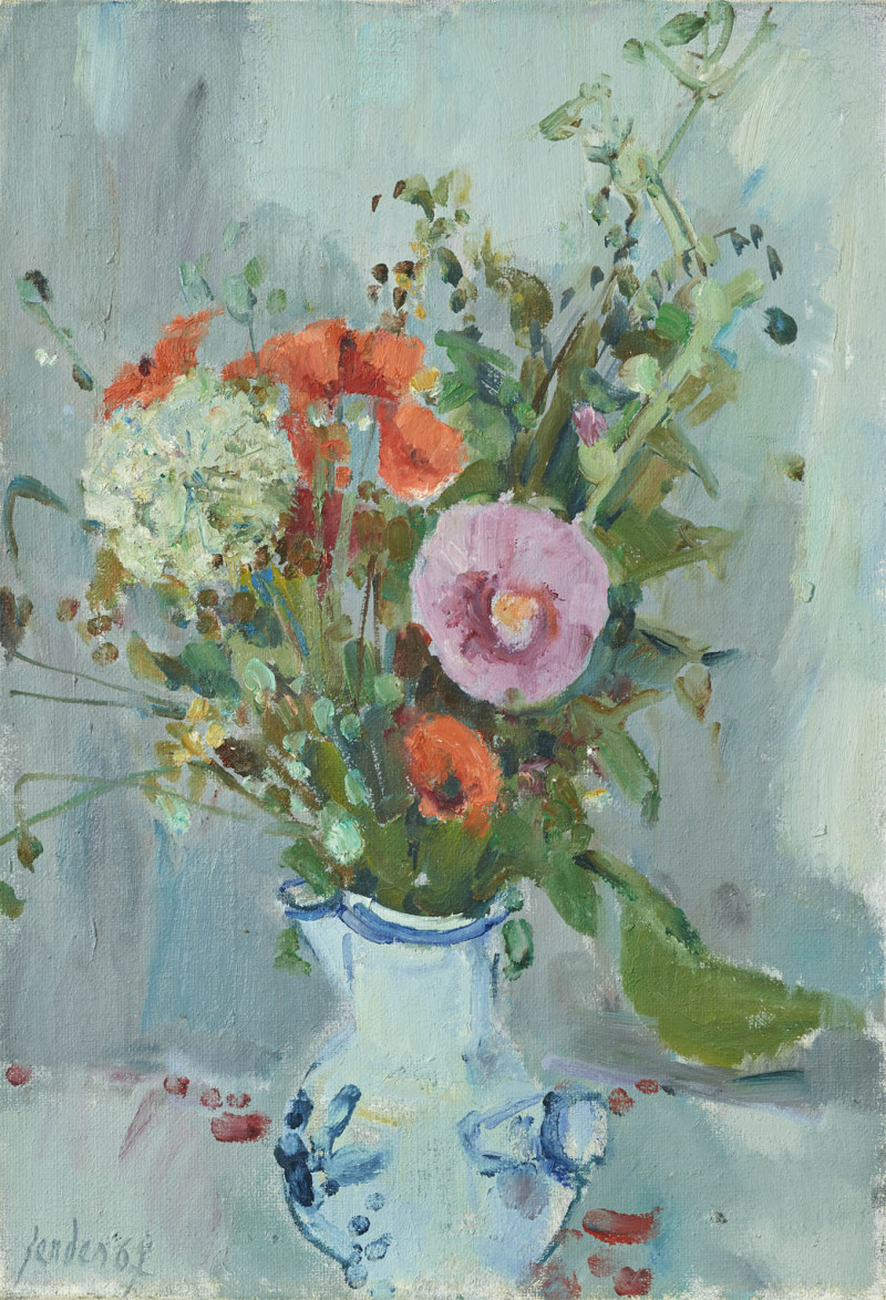 Stilleben mit Mohn in blauer Vase, 1967