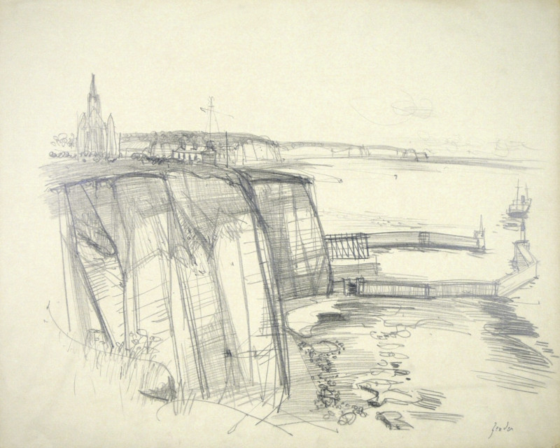 Hafeneinfahrt mit Kirche auf Felsen