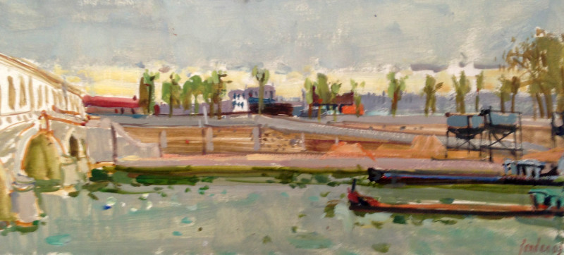 Kanallandschaft, rechts unten signiert und datiert: Zender 63, verso Ziehbrücke in Harlem (1963/4)