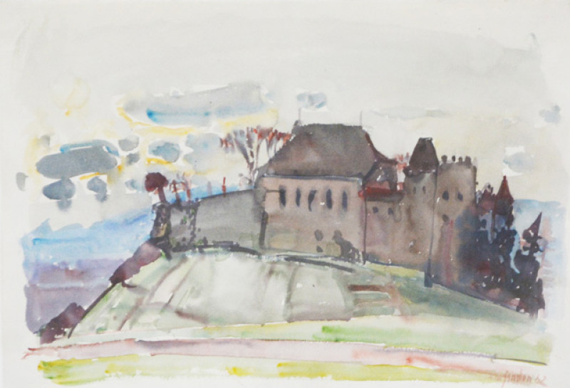 Hafenlandschaft mit Brücke