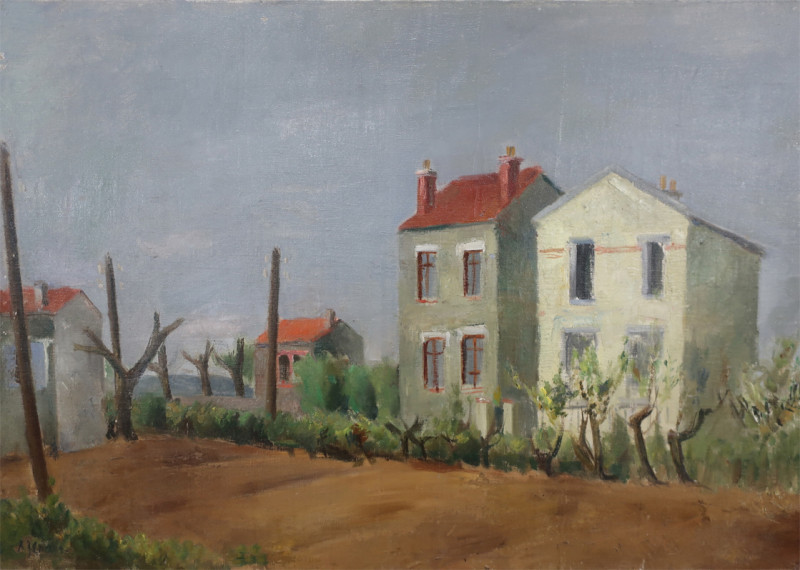 Häuser. Öl auf Leinwand, rentoilliert, links unten signiert: R. Zender. 50 x 72