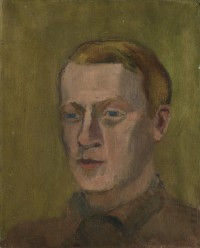 Herrenporträt, könnte Emil Sträuli darstellen, 1920er Jahre, verso Frauenaktstudie