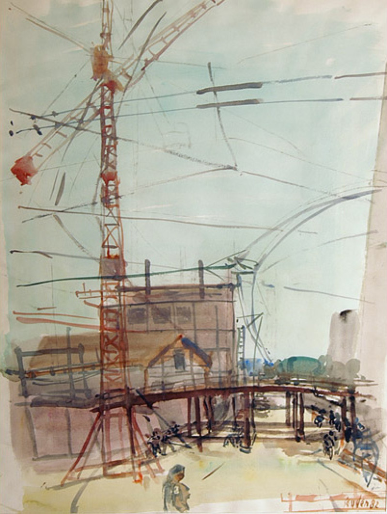 Bahnhofsunterführung im Bau, Winterthur, 1982