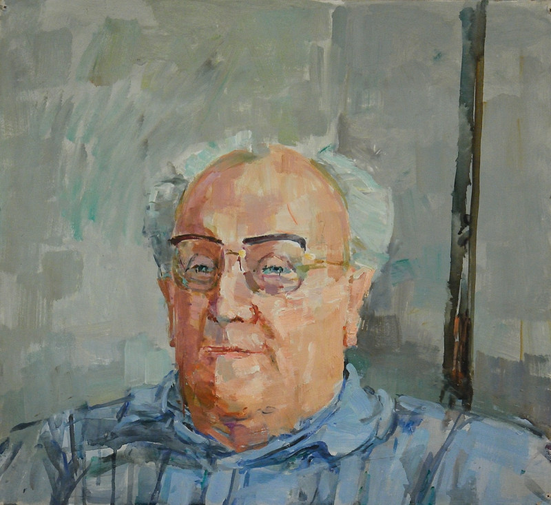 Blick über die Dächer, verso Männerporträt, 1974