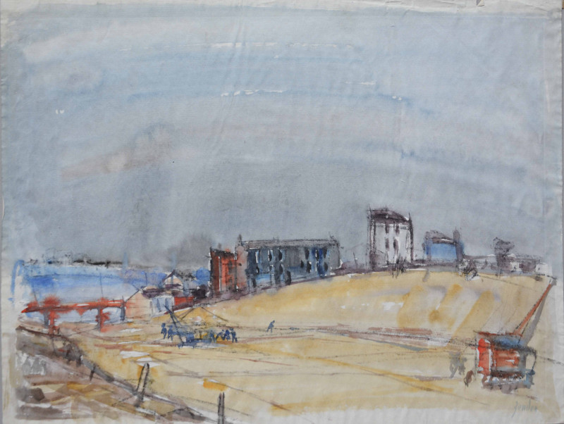 Landschaft mit Baumaschine