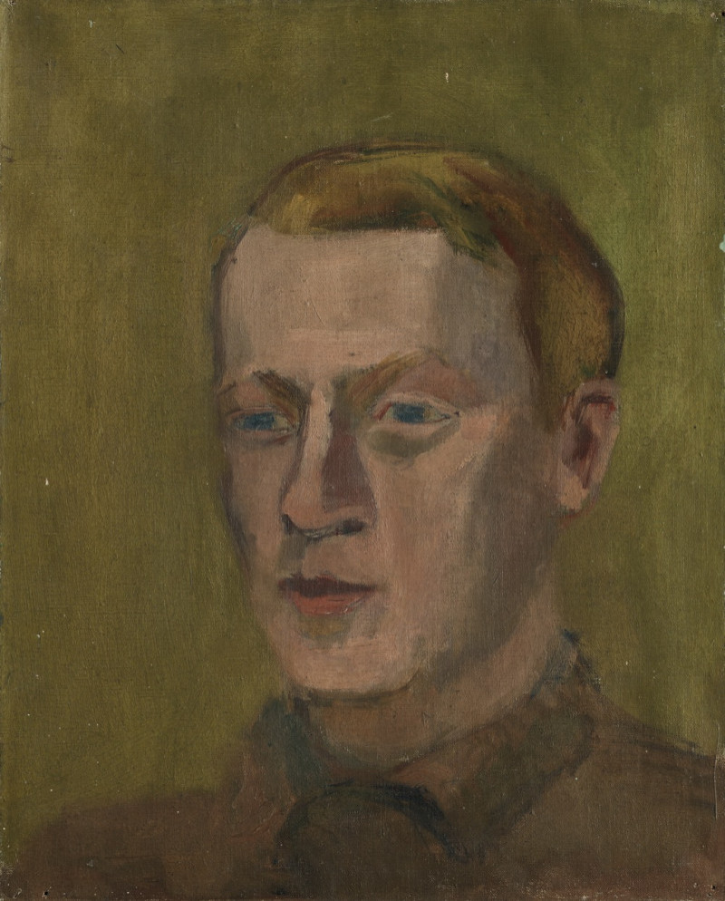 Herrenporträt, könnte Emil Sträuli darstellen, 1920er Jahre, verso Frauenaktstudie