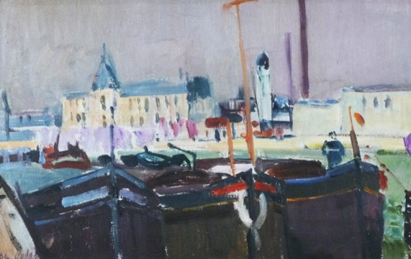 Kanallandschaft mit Schleppern, 1964