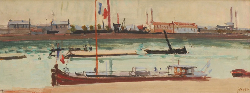 Lastkähne auf der Seine